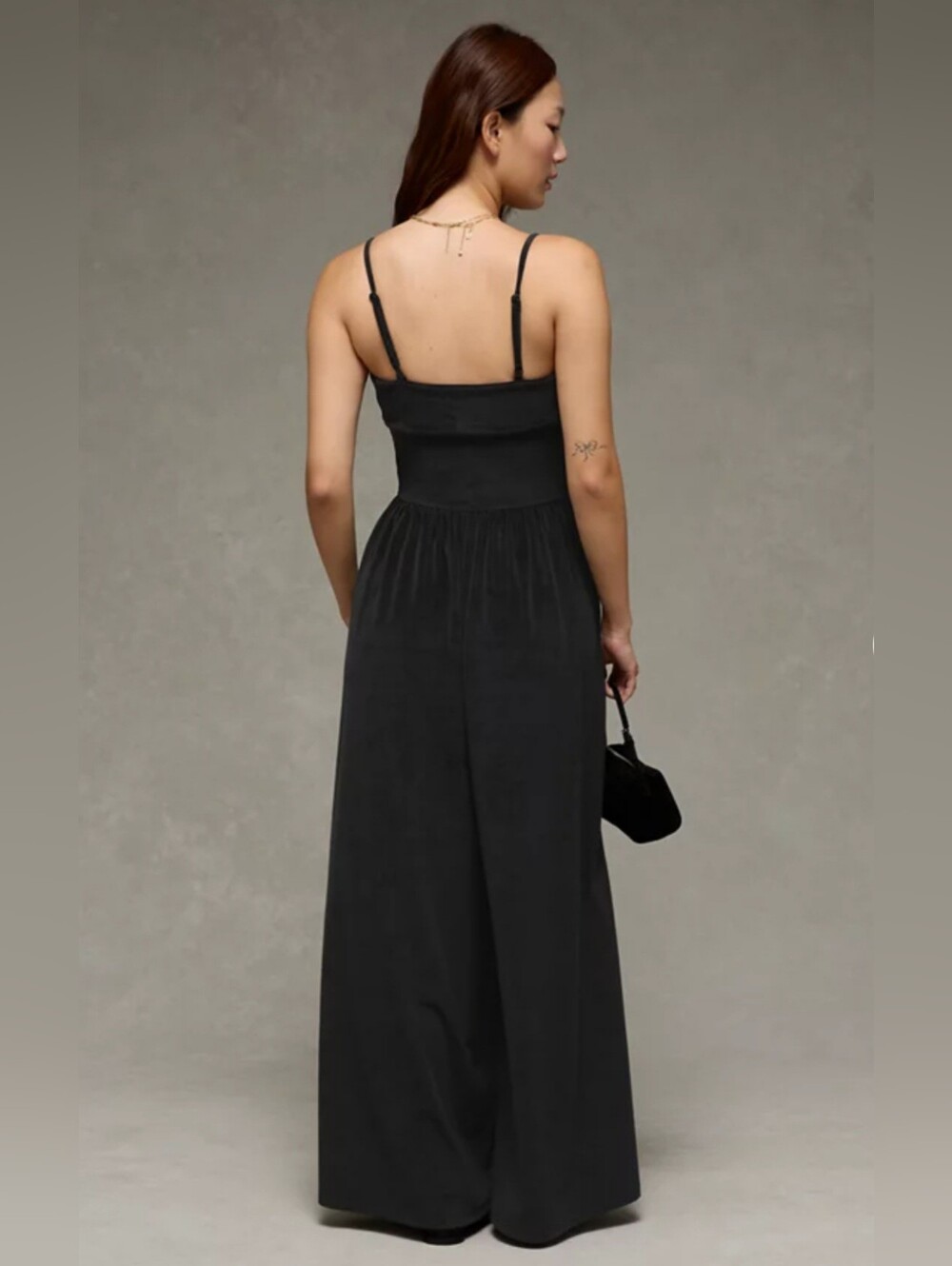 American Eagle black velvet wide leg jumpsuit Size Medium - Picture 4 of 12